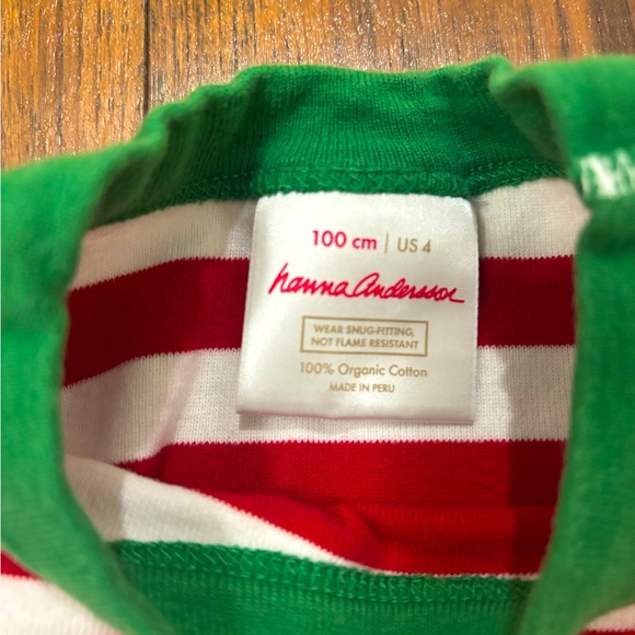 Hanna Andersson Striped Long John Christmas Winter Pajama Set, Red White Green - Picture 3 of 11